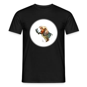 Siberian Tricolor Hound Dog Watercolor Illustratio - Men's T-Shirt - black - Front - AI Model Male 178 light (178cm)