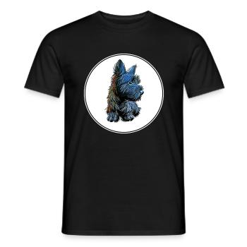 Illustration de l’aquarelle du chien Skye Terrier - T-shirt homme - noir - Devant - AI Model Male 178 light (178cm)