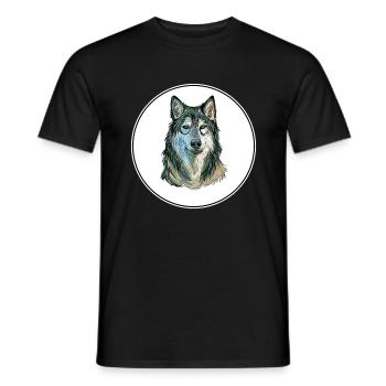 Tamaskan Hund Aquarell Kunst Illustration - Männer T-Shirt - Schwarz - Vorne - AI Model Male 178 light (178cm)