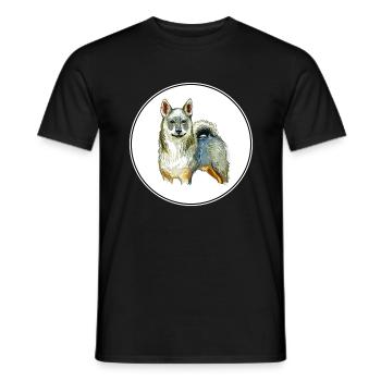 Illustration de l’aquarelle du chien suédois vallhund - T-shirt homme - noir - Devant - AI Model Male 178 light (178cm)
