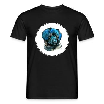Stabyhoun Stabij Aquarelle pour chien Illustration - T-shirt homme - noir - Devant - AI Model Male 178 light (178cm)