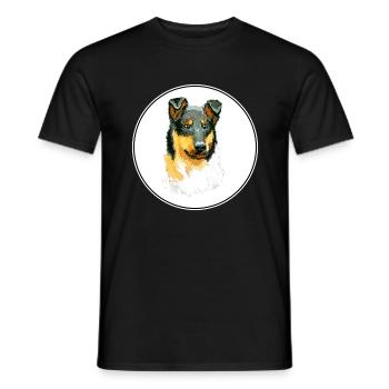 Smooth Collie Dog Aquarell Skizze Illustration - Männer T-Shirt - Schwarz - Vorne - AI Model Male 178 light (178cm)