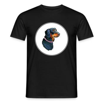 Slovensky Kopov Dog Watercolor Sketch Illustration - Men's T-Shirt - black - Front - AI Model Male 178 light (178cm)