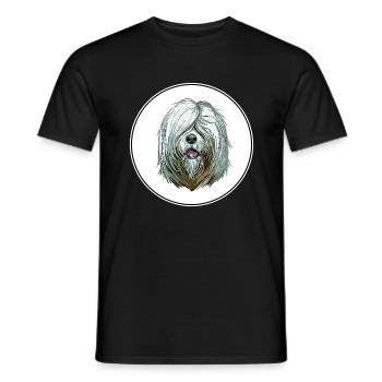 Südrussischer Ovcharka Hund Aquarell Illustration - Männer T-Shirt - Schwarz - Vorne - AI Model Male 178 light (178cm)