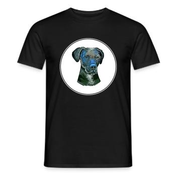 Stephens Cur Dog Watercolor Illustration - Men's T-Shirt - black - Front - AI Model Male 178 light (178cm)