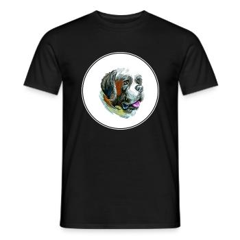 St. Bernard Hund Aquarell Illustration - Männer T-Shirt - Schwarz - Vorne - AI Model Male 178 light (178cm)