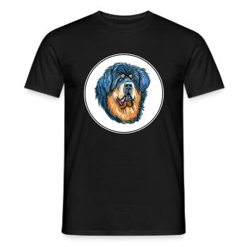 Tibetan Mastiff Dog Aquarelle Sketch Illustration - T-shirt homme - noir - Devant - AI Model Male 178 light (178cm)