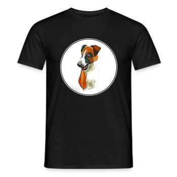 Illustration d’aquarelle de chien Fox Terrier lisse - T-shirt homme - noir - Devant - AI Model Male 178 light (178cm)