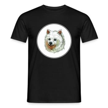 Volpino Italiano Hund Aquarell Illustration - Männer T-Shirt - Schwarz - Vorne - AI Model Male 178 light (178cm)