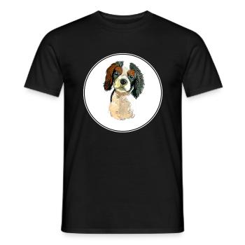 Cavalier King Charles Épagneul Illustration de chien - T-shirt homme - noir - Devant - AI Model Male 178 light (178cm)