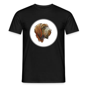 Illustration de chien Griffon pointant à poil métallique - T-shirt homme - noir - Devant - AI Model Male 178 light (178cm)