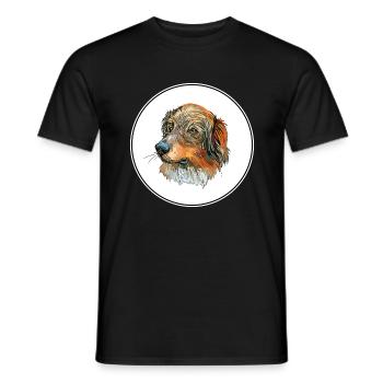 Français Épagneul Chien Aquarelle Art Illustration - T-shirt homme - noir - Devant - AI Model Male 178 light (178cm)