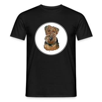 Welsh Terrier Dog Watercolor Sketch Illustration - Men's T-Shirt - black - Front - AI Model Male 178 light (178cm)