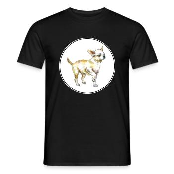 Chihuahua Dog Watercolor Sketch Illustration - Men's T-Shirt - black - Front - AI Model Male 178 light (178cm)