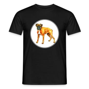 Deutscher Boxerhund Aquarell Illustration - Männer T-Shirt - Schwarz - Vorne - AI Model Male 178 light (178cm)