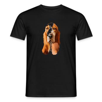 Basset Hound Dog Aquarelle Illustration - T-shirt homme - noir - Devant - AI Model Male 178 light (178cm)