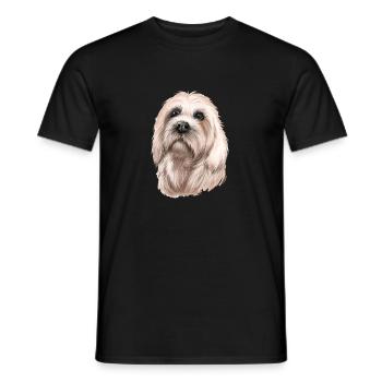 Dandie Dinmont Terrier Dog Watercolor Illustration - Men's T-Shirt - black - Front - AI Model Male 178 light (178cm)