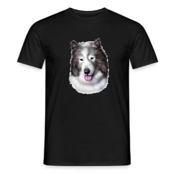 Illustration de l’aquarelle de chien esquimau canadien - T-shirt homme - noir - Devant - AI Model Male 178 light (178cm)