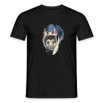 Osteuropäischer Schäferhund Aquarell Illustration - Männer T-Shirt - Schwarz - Vorne - AI Model Male 178 light (178cm)
