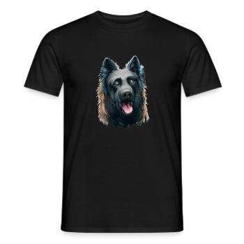 Dutch Shepherd Dog Watercolor Art Illustration - Men's T-Shirt - black - Front - AI Model Male 178 light (178cm)
