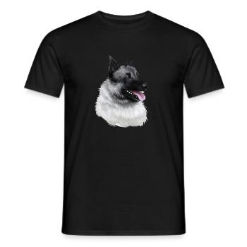 Norwegischer Elchhund Hund Aquarell Illustration - Männer T-Shirt - Schwarz - Vorne - AI Model Male 178 light (178cm)
