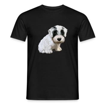 Sealyham Terrier Dog Watercolor Illustration - Men's T-Shirt - black - Front - AI Model Male 178 light (178cm)