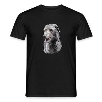 Scottish Deerhound Dog Watercolor Illustration - Men's T-Shirt - black - Front - AI Model Male 178 light (178cm)