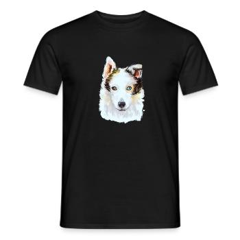 Seppala Sibirischer Schlittenhund Hund Aquarell Illustrati - Männer T-Shirt - Schwarz - Vorne - AI Model Male 178 light (178cm)