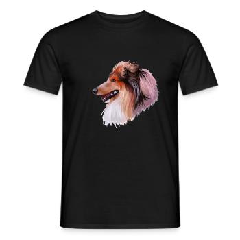 Scotch Collie Dog Watercolor Sketch Illustration - Men's T-Shirt - black - Front - AI Model Male 178 light (178cm)