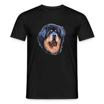 Tibetan Mastiff Dog Aquarelle Sketch Illustration - T-shirt homme - noir - Devant - AI Model Male 178 light (178cm)