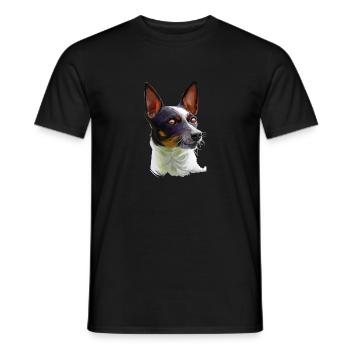 Tenterfield Terrier Dog Watercolor Illustration - Men's T-Shirt - black - Front - AI Model Male 178 light (178cm)
