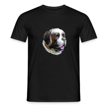 St Bernard Dog Watercolor Illustration - Men's T-Shirt - black - Front - AI Model Male 178 light (178cm)