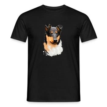 Smooth Collie Dog Aquarell Skizze Illustration - Männer T-Shirt - Schwarz - Vorne - AI Model Male 178 light (178cm)