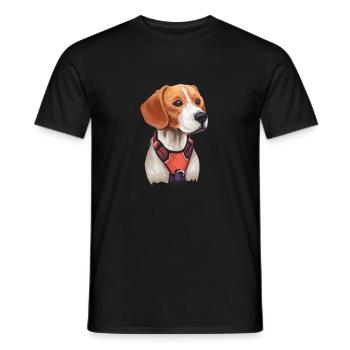 Siberian Tricolor Hound Dog Watercolor Illustratio - Men's T-Shirt - black - Front - AI Model Male 178 light (178cm)