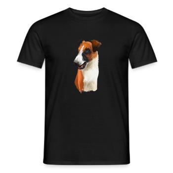 Illustration d’aquarelle de chien Fox Terrier lisse - T-shirt homme - noir - Devant - AI Model Male 178 light (178cm)