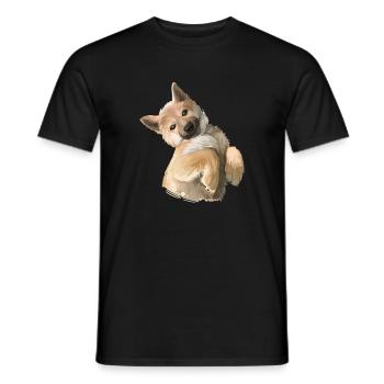 Shiba Inu Japanese Dog Watercolor Illustration - Men's T-Shirt - black - Front - AI Model Male 178 light (178cm)