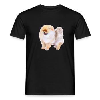 Illustration de l’aquarelle du chien Spitz de Poméranie - T-shirt homme - noir - Devant - AI Model Male 178 light (178cm)