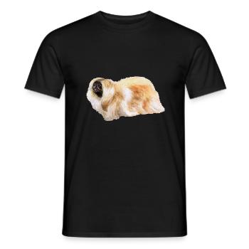 Illustration de l’aquarelle de chien pékinois - T-shirt homme - noir - Devant - AI Model Male 178 light (178cm)