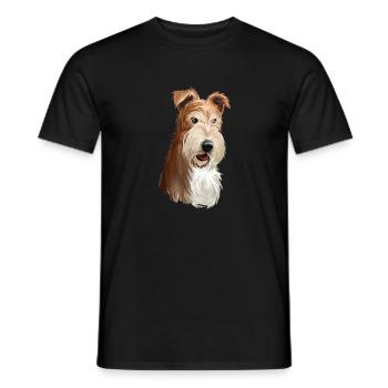 Wire Fox Terrier Hund Aquarell Illustration - Männer T-Shirt - Schwarz - Vorne - AI Model Male 178 light (178cm)