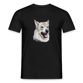 Illustration de l’aquarelle du chien Laika de Sibérie occidentale - T-shirt homme - noir - Devant - AI Model Male 178 light (178cm)