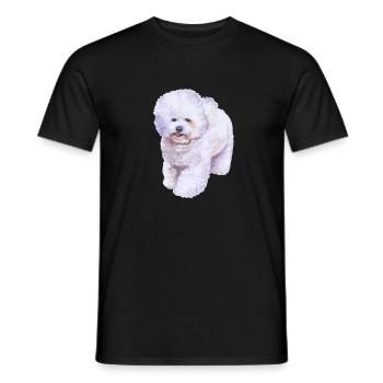 Bichon Frise Dog Watercolor Illustration - Men's T-Shirt - black - Front - AI Model Male 178 light (178cm)