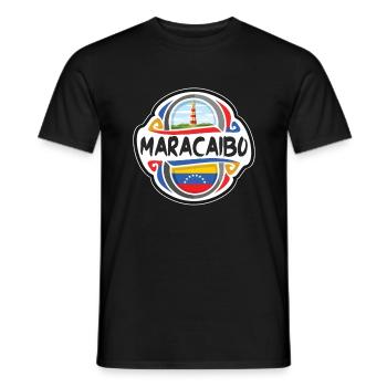 Maracaibo Venezuela Flagge Reise Souvenir Abzeichen Sta - Männer T-Shirt - Schwarz - Vorne - AI Model Male 178 light (178cm)