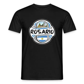 Rosario Argentine Drapeau Badge Voyage Souvenir Timbre - T-shirt homme - noir - Devant - AI Model Male 178 light (178cm)