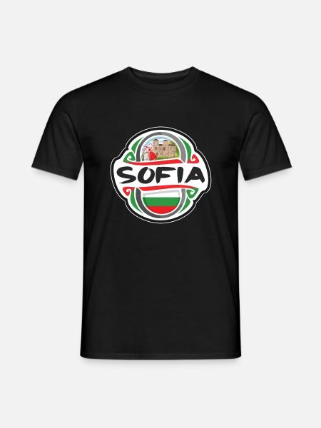 Sofia Bulgaria Flag Badge Travel Souvenir Stamp - Men's T-Shirt - black
