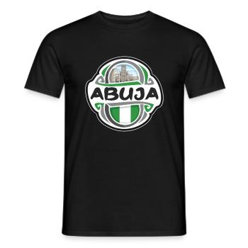 Abuja Nigeria Drapeau Badge Voyage Souvenir Timbre - T-shirt homme - noir - Devant - AI Model Male 178 light (178cm)
