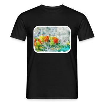 China Watercolor Sketch Hand Drawn Illustration - Men's T-Shirt - black - Front - AI Model Male 178 light (178cm)