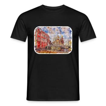 St Petersburg Russia Watercolor Sketch Painting - Men's T-Shirt - black - Front - AI Model Male 178 light (178cm)