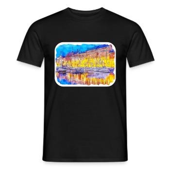 Helsinki Finnland Aquarell Skizze Illustration - Männer T-Shirt - Schwarz - Vorne - AI Model Male 178 light (178cm)