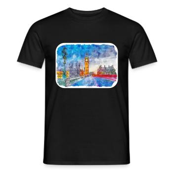 England UK Watercolor Sketch Drawn Illustration - Men's T-Shirt - black - Front - AI Model Male 178 light (178cm)