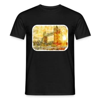 England UK Watercolor Sketch Drawn Illustration - Men's T-Shirt - black - Front - AI Model Male 178 light (178cm)